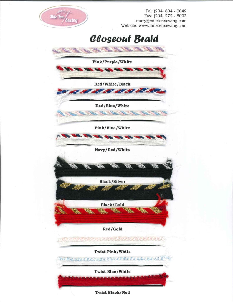 Closeout Braid Piping Mile Ten Sewing