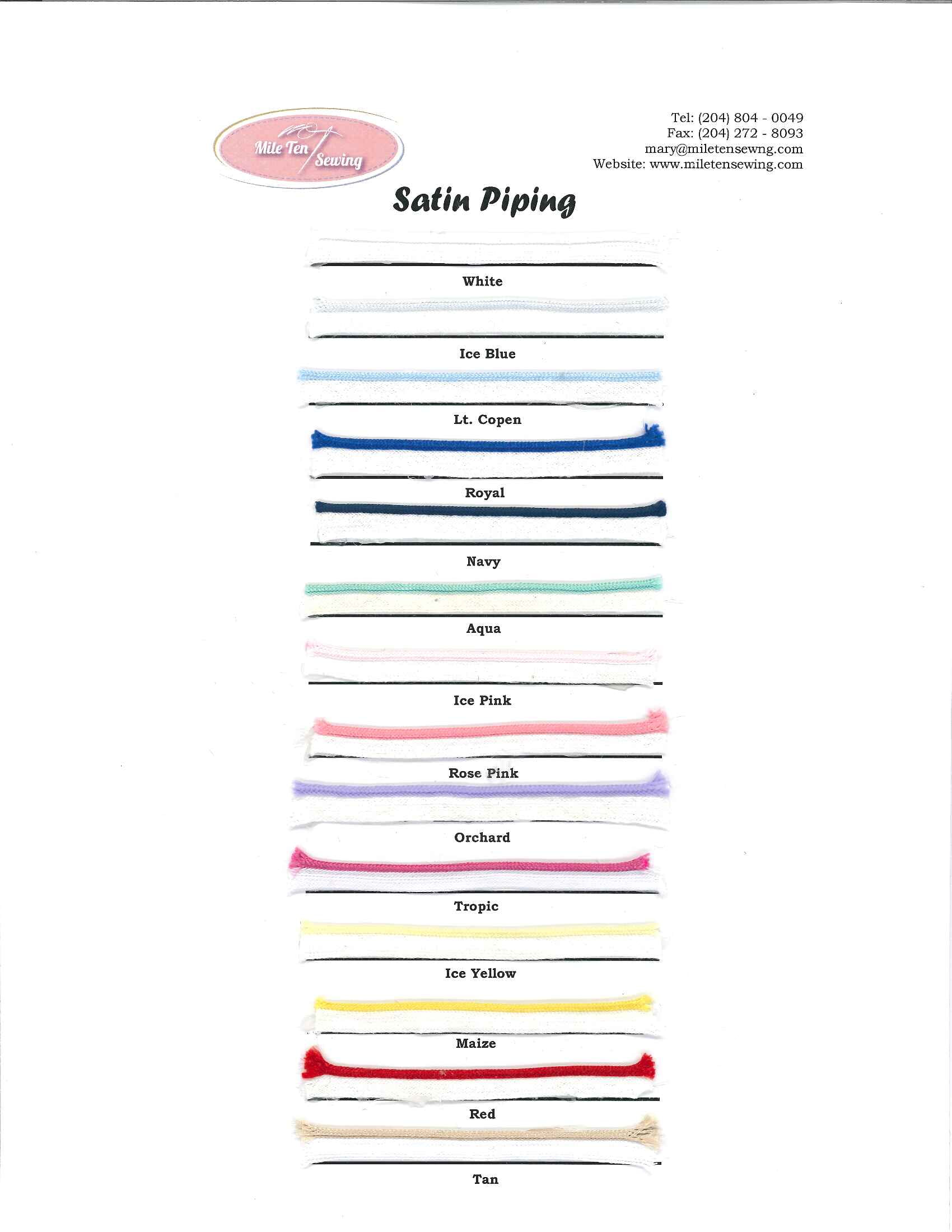 Satin Piping Mile Ten Sewing